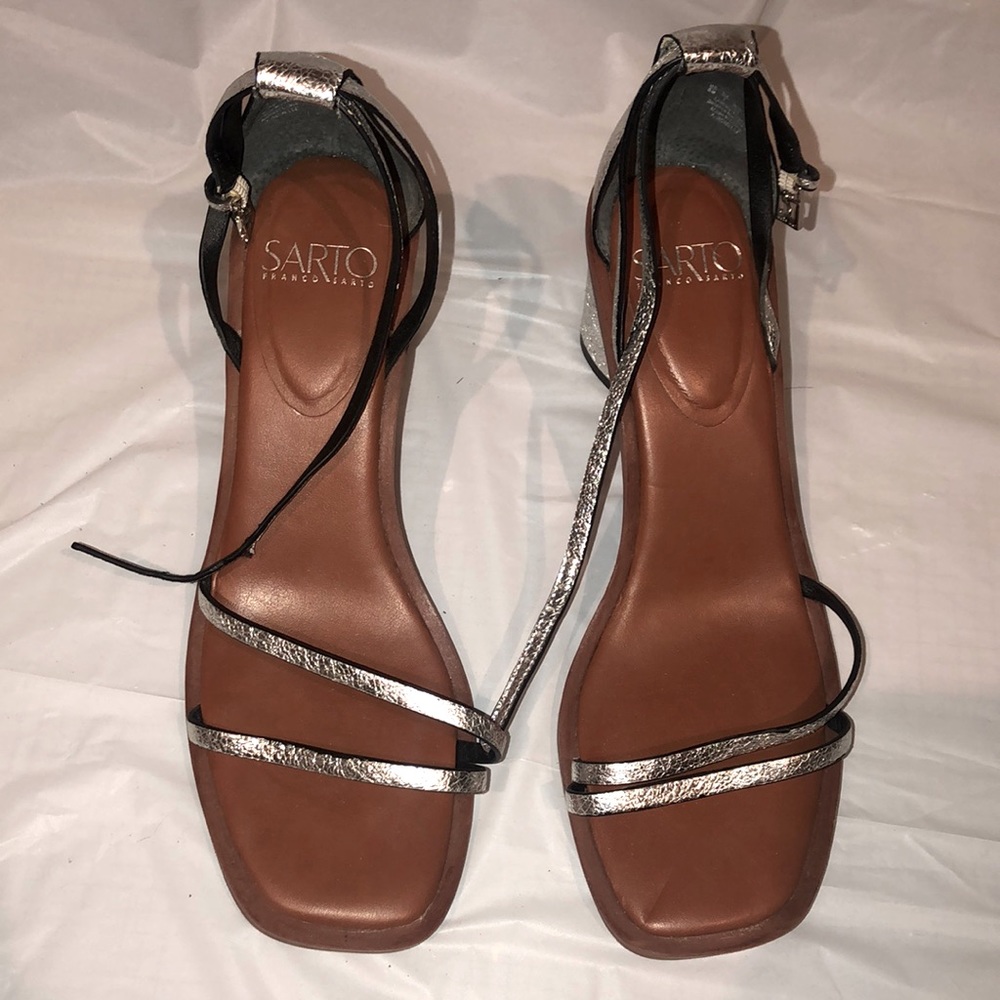 Silver block heels